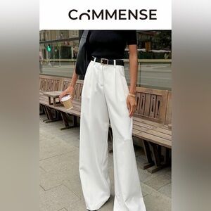 Commense White Wide-Leg Pants